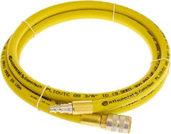 Continental ContiTech - 1/2" ID x 0.78" OD 5' Long Multipurpose Air Hose - Industrial Interchange Safety Coupler x Male Plug Ends, 300 Working psi, -10 to 158°F, 1/2" Fitting, Yellow - Apex Tool & Supply