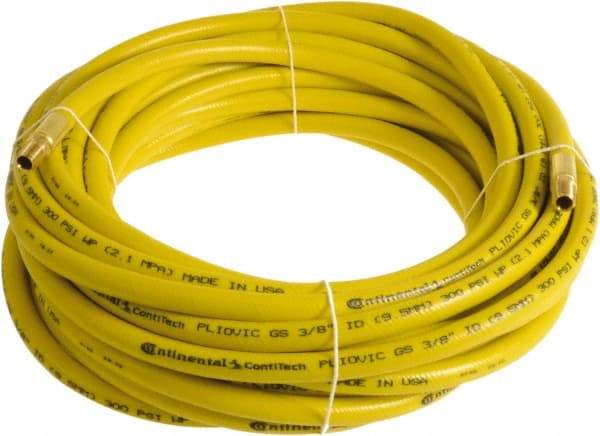 Continental ContiTech - 3/8" ID x 0.6" OD 100' Long Multipurpose Air Hose - MNPT x MNPT Ends, 300 Working psi, -10 to 158°F, 1/4" Fitting, Yellow - Apex Tool & Supply