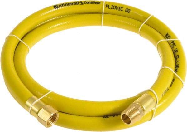 Continental ContiTech - 1/4" ID x 0.45" OD 20' Long Multipurpose Air Hose - MNPT x FNPT Ends, 300 Working psi, -10 to 158°F, 1/4" Fitting, Yellow - Apex Tool & Supply