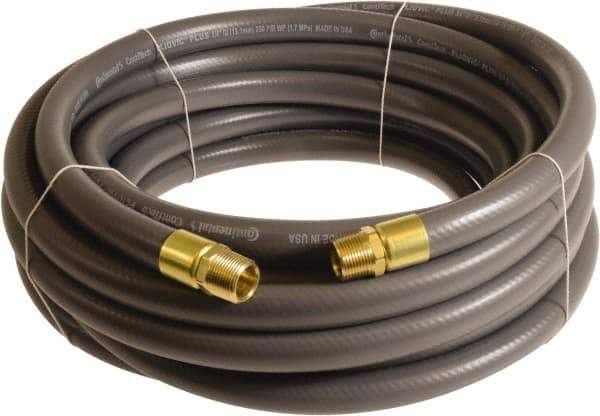 Continental ContiTech - 3/4" ID x 1.11" OD 25' Long Multipurpose Air Hose - MNPT x MNPT Ends, 250 Working psi, -10 to 158°F, 3/4" Fitting, Gray - Apex Tool & Supply