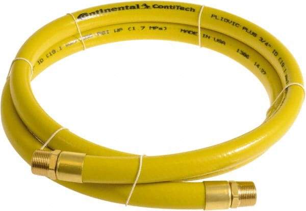 Continental ContiTech - 3/4" ID x 1.11" OD 5' Long Multipurpose Air Hose - MNPT x MNPT Ends, 250 Working psi, -10 to 158°F, 3/4" Fitting, Yellow - Apex Tool & Supply