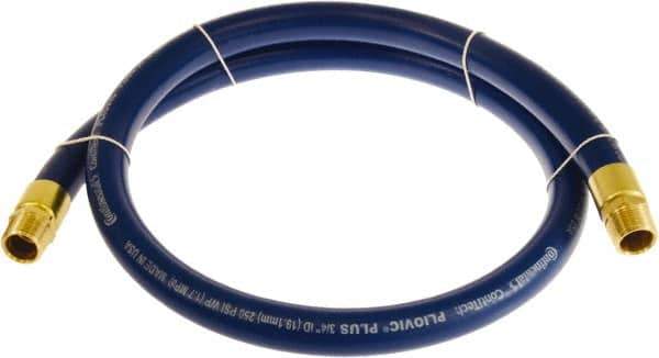 Continental ContiTech - 1" ID x 1.38" OD 10' Long Multipurpose Air Hose - MNPT x MNPT Ends, 250 Working psi, -10 to 158°F, 1" Fitting, Blue - Apex Tool & Supply
