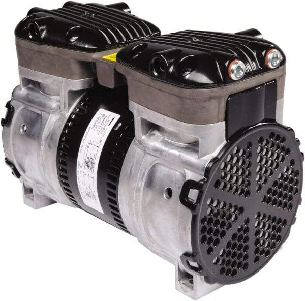 Gast - 1/2 hp, 4.8 CFM, 125 Max psi Piston Vacuum & Compressor Pump - 29.5 Hg/In, 115 to 240/60 & 110 to 240/50 Volt, 9.53" Long x 5" Wide x 7.08" High - Apex Tool & Supply