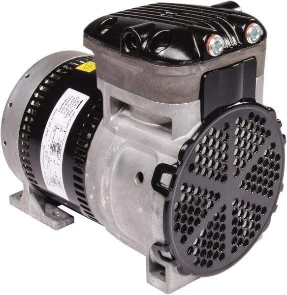 Gast - 1/4 hp, 4.8 CFM, 125 Max psi Piston Vacuum & Compressor Pump - 29.5 Hg/In, 100 to 240/50 to 60 Volt, 7.71" Long x 5" Wide x 7.08" High - Apex Tool & Supply