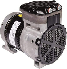 Gast - 1/4 hp, 3.8 CFM, 125 Max psi Piston Vacuum & Compressor Pump - 27.5 Hg/In, 100 to 240/50 to 60 Volt, 7.71" Long x 5" Wide x 7.08" High - Apex Tool & Supply