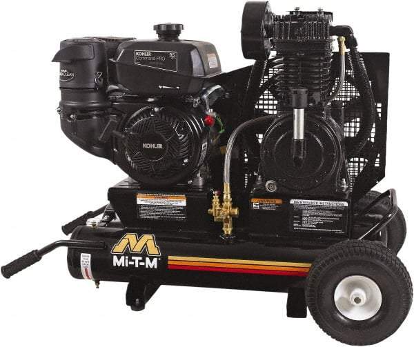 MI-T-M - 9.59 hp, 17.2 CFM, 175 Max psi, Two Stage Portable Fuel Air Compressor - Kohler CH395 OHV Engine - Apex Tool & Supply