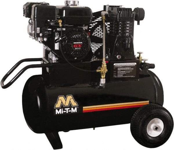 MI-T-M - 6.5 hp, 13.9 CFM, 90 Max psi, Single Stage Portable Fuel Air Compressor - Honda GX200 OHV Engine - Apex Tool & Supply