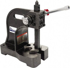 Gibraltar - 3/4" Ram, 3-1/4" Throat Depth, 1/2 Ton Manual Arbor Press - 4-1/2" Max Work Height x 6-1/2" Max Work Width, Single Leverage, 20:1 Leverage Ratio, 4" Base Width x 4" Base Depth - Apex Tool & Supply