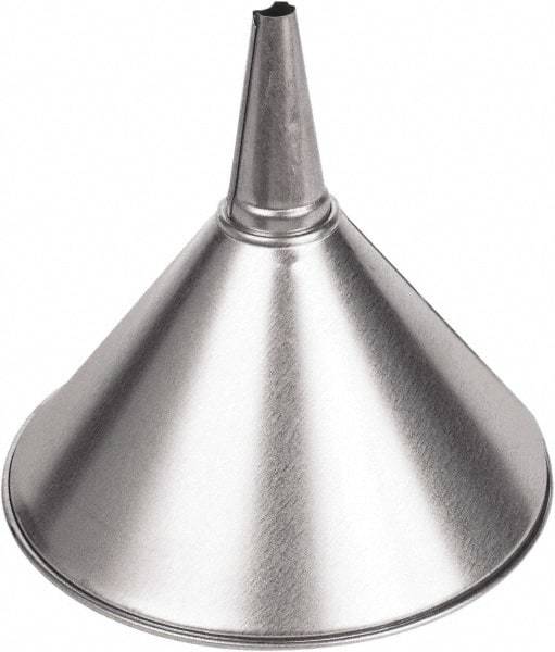 Funnel King - 2 Qt Capacity Galvanized Steel Funnel - 8-3/8" Mouth OD, 1/2" Tip OD, 3-1/8" Straight Spout, Silver - Apex Tool & Supply