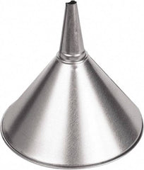 Funnel King - 2 Qt Capacity Galvanized Steel Funnel - 8-3/8" Mouth OD, 1/2" Tip OD, 3-1/8" Straight Spout, Silver - Apex Tool & Supply