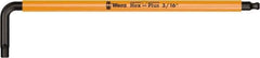 Wera - 3/16" Hex, Long Arm, Hex Key - 6-1/16" OAL, Cast Steel, Inch System of Measurement - Apex Tool & Supply