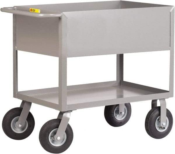 Little Giant - 1,200 Lb Capacity, 24" Wide x 42" Long x 36-1/2" High Deep Shelf Cart - 2 Shelf, Steel, 2 Rigid/2 Swivel Casters - Apex Tool & Supply