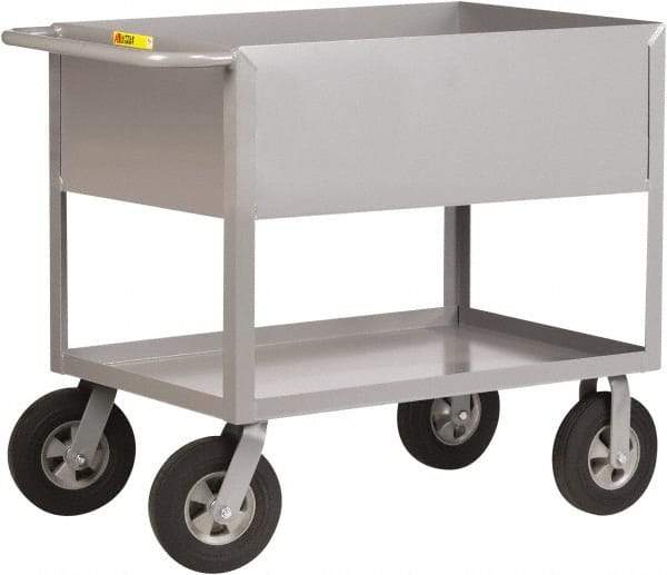 Little Giant - 1,200 Lb Capacity, 24" Wide x 42" Long x 36-1/2" High Deep Shelf Cart - 2 Shelf, Steel, 2 Rigid/2 Swivel Casters - Apex Tool & Supply