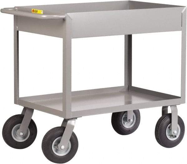 Little Giant - 1,200 Lb Capacity, 24" Wide x 54" Long x 36-1/2" High Deep Shelf Cart - 2 Shelf, Steel, 2 Rigid/2 Swivel Casters - Apex Tool & Supply