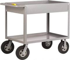 Little Giant - 1,200 Lb Capacity, 24" Wide x 42" Long x 36-1/2" High Deep Shelf Cart - 2 Shelf, Steel, 2 Rigid/2 Swivel Casters - Apex Tool & Supply