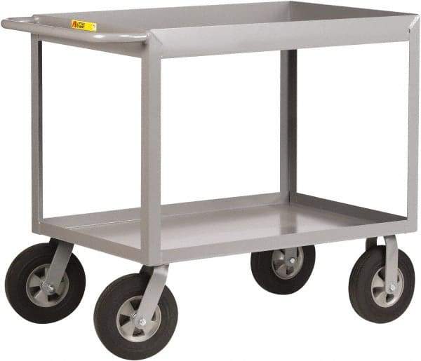 Little Giant - 1,200 Lb Capacity, 24" Wide x 42" Long x 36-1/2" High Deep Shelf Cart - 2 Shelf, Steel, 2 Rigid/2 Swivel Casters - Apex Tool & Supply