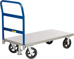 Little Giant - 2,400 Lb Capacity Steel Platform Truck - Steel Deck, 30" OAW, 60" Platform Length x 11" Platform Height, Mold-On Rubber Casters - Apex Tool & Supply