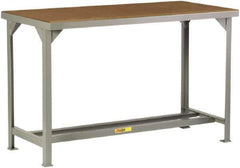 Little Giant - 60 Wide x 36" Deep x 36" High, Hardboard on Steel Heavy-Duty Workbench with Hardboard Top - Fixed Legs, Gray - Apex Tool & Supply