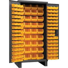 Durham - 132 Bin Storage Cabinet - Steel, 36" Wide x 24" Deep x 78" High, Gray - Apex Tool & Supply