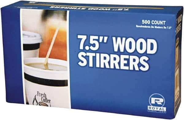Royal Paper - Wood Coffee Stirrers, 7 1/2" Long, Woodgrain, 500 Stirrers/Box, 10 Boxes/Carton - Apex Tool & Supply