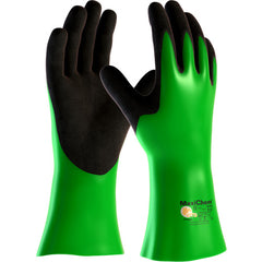 ‎56-635/S Coated Supported Gloves - MaxiChem - Nylon/Lycra Liner - Green/ Black Nitrile Blnd - Full Coat - 14 In. - Exact Industrial Supply