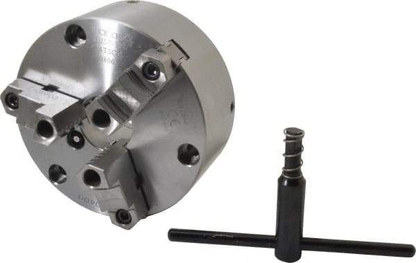 Buck Chuck Company - 3 Jaws, 6" Diam, Self Centering Manual Lathe Chuck - Front Mount, Adjustable, Reversible, 4,600 Max RPM, 1.78" Through Hole Diam, Forged Steel - Apex Tool & Supply
