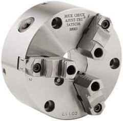 Buck Chuck Company - 3 Jaws, 8" Diam, Self Centering Manual Lathe Chuck - Front Mount, Adjustable, Reversible, 4,000 Max RPM, 2.37" Through Hole Diam, Forged Steel - Apex Tool & Supply