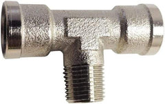 Legris - 1/2 Male Thread x 1/2 Female Thread, Nickel Plated Brass Industrial Pipe Male Branch Tee - MBSPT x FBSPP, 870 psi - Apex Tool & Supply