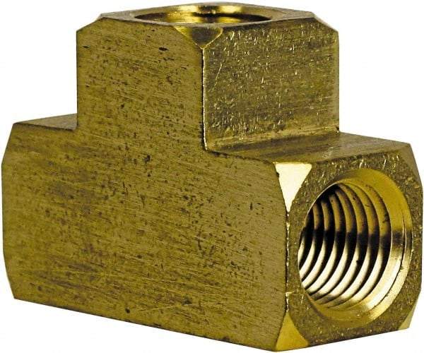 Cerro - 1/4 Female Thread, Brass Industrial Pipe Female Tee - FNPT, 1,200 psi - Apex Tool & Supply
