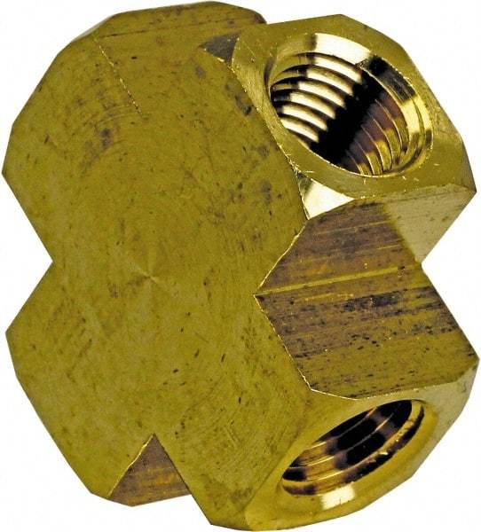 Cerro - 1/8 Female Thread, Brass Industrial Pipe Female Cross - FNPT, 1,200 psi - Apex Tool & Supply