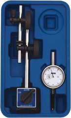 Fowler - 0.001" Graduation, 1" Max Meas, 0-100 Dial Reading, Dial Indicator & Base Kit - 2.3" Base Length x 2" Base Width x 1.8" Base Height, 2-1/4" Dial Diam - Apex Tool & Supply