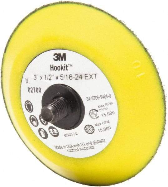 3M - 3" Diam Hook & Loop Disc Backing Pad - 15,000 RPM - Apex Tool & Supply