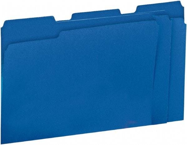 UNIVERSAL - 8-1/2 x 11", Letter Size, Blue, File Folders with Top Tab - 11 Point Stock, 1/3 Tab Cut Location - Apex Tool & Supply
