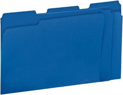 UNIVERSAL - 8-1/2 x 11", Letter Size, Blue, File Folders with Top Tab - 11 Point Stock, 1/3 Tab Cut Location - Apex Tool & Supply