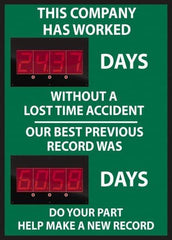 NMC - Scoreboards Scoreboard Type: Digital Scoreboard Legend: This Company Has Worked ____ Days Without A Lost Time Accident Our Best Previous Record Was _____ Days - Apex Tool & Supply
