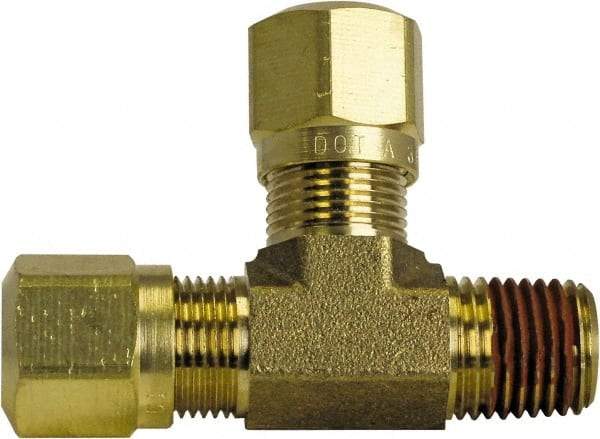 Cerro - 3/8" OD, Brass Male Run Tee - 150 Max Working psi, -40 to 200°F, Comp x MNPT x Comp Ends - Apex Tool & Supply