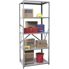 Hallowell - 5 Shelf Starter Medium-Duty Open Steel Shelving - 375 Lb Capacity, 48" Wide x 87" High x 18" Deep, Gray - Apex Tool & Supply