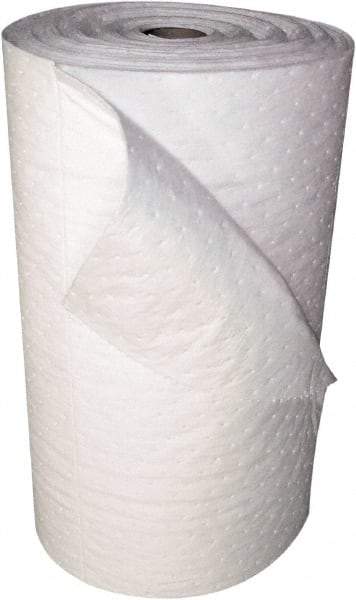 Oil-Dri - 21 Gal Capacity per Package, Oil Only Roll - 150' Long x 30" Wide, White, Polypropylene - Apex Tool & Supply