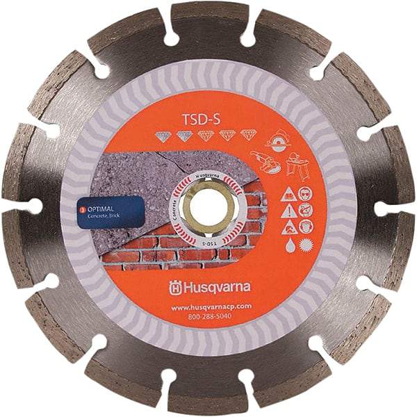 Husqvarna - 4" Diam, 5/8 & 7/8" Arbor Hole Diam, Continuous Edge Tooth Wet & Dry Cut Saw Blade - Diamond-Tipped, Fast Cutting Action, Standard Round Arbor - Apex Tool & Supply