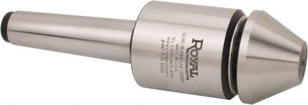 Royal Products - MT2 Morse Taper, 1.7" Head Diam Live Center - 6,000 Max RPM, 2.12" Head Length, 1-3/4" Point Diam, 1-1/4" Point Len, 750 Lb Max Workpc, Bull Nose Point - Apex Tool & Supply