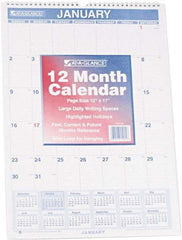 AT-A-GLANCE - 12 Sheet, 12 x 17", Planner Wall Calendar - Blue & Red - Apex Tool & Supply