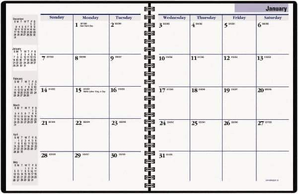 DayMinder - 24 Sheet, 6-7/8 x 8-3/4", Appointment Book - Black - Apex Tool & Supply