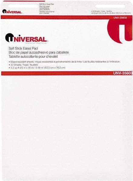 UNIVERSAL - 25 x 30 Inch Self Stick Easel Pad, White, 30 Sheets per Pad - For Use with Easel Stands - Apex Tool & Supply