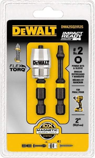 DeWALT - #2" Square Size Square Recess Bit - 1/4" Hex Drive, 2" OAL - Apex Tool & Supply