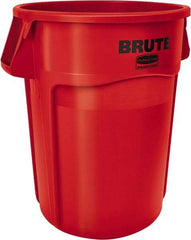 Rubbermaid - 55 Gal Red Round Trash Can - Polyethylene, None Graphic, 33.2" High, Lid Not Included - Apex Tool & Supply