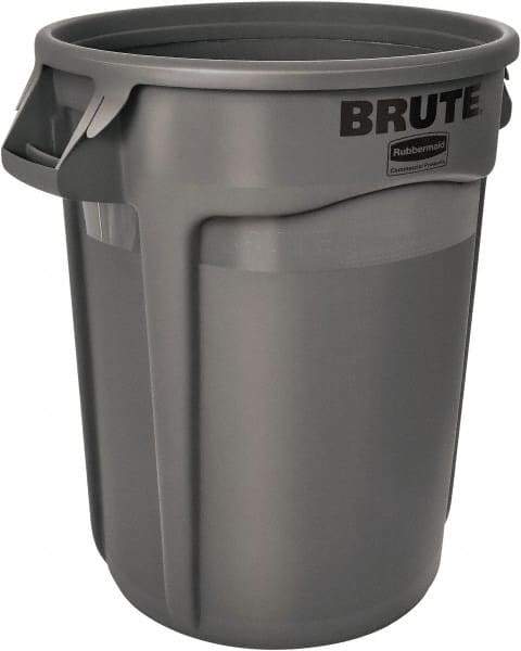 Rubbermaid - 20 Gal Gray Round Trash Can - Polyethylene, 22.91" High - Apex Tool & Supply