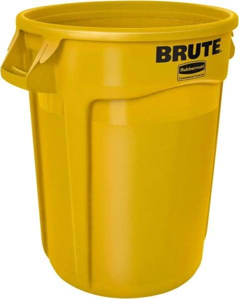Rubbermaid - 20 Gal Yellow Round Trash Can - Polyethylene, 22.93" High - Apex Tool & Supply