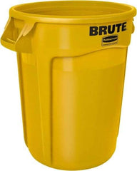 Rubbermaid - 32 Gal Yellow Round Trash Can - Polyethylene, 27.77" High - Apex Tool & Supply