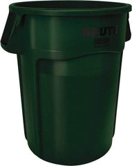 Rubbermaid - 55 Gal Green Round Trash Can - Polyethylene, None Graphic, 33.2" High, Lid Not Included - Apex Tool & Supply