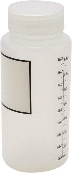 Dynalon Labware - 1,000 mL Wide-Mouth Bottle - Polypropylene, Translucent, 8.2" High x 3-1/2" Diam, 65mm Cap - Apex Tool & Supply